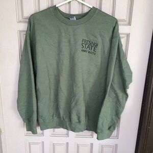 Gildan Sweatshirt SzM Unisex Fresno State Army ROTC Green Long Sleeve Used Good